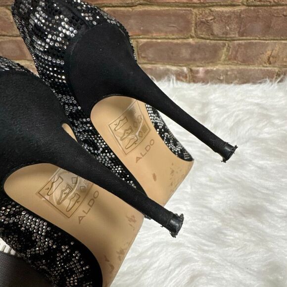 Aldo Women’s Haida Black & Silver Embellished Heel Size 9 - Picture 5 of 7